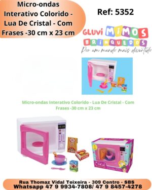 Micro-ondas Interativo Colorido - Lua De Cristal - Com Frases -30 cm x 23 cm