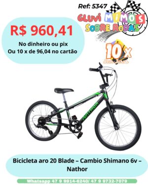 Bicicleta aro 20 Blade - Cambio Shimano 6v - Nathor