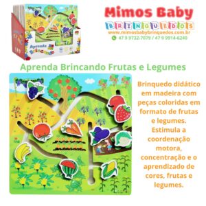 Jogo em Madeira Aprenda Brincando Frutas e Legumes