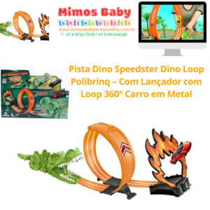 Pista Dino Speedster Dino Loop - Polibrinq - Com Lançador  com Loop 360° Carro em Metal