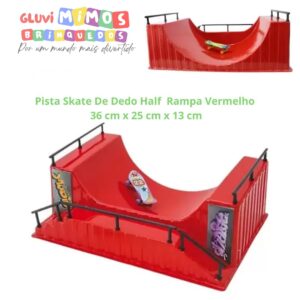 Pista Skate De Dedo Half  Rampa Vermelho  36 cm x 25 cm