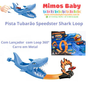 Pista Tubarão Speedster Shark Loop - Polibrinq - Com Lançador  com Loop 360° Carro em Metal