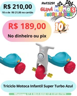 Triciclo  Motoca Infantil Super Turbo Azul -