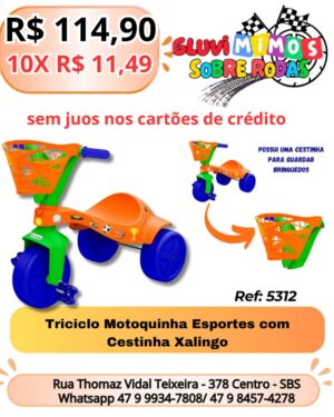Triciclo Motoquinha Esportes com Cestinha Xalingo