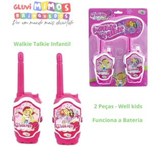 Walkie Talkie Infantil Glam Girls - 2 Peças - Wellkids - Funciona a Bateria  ( Não Inclusa )
