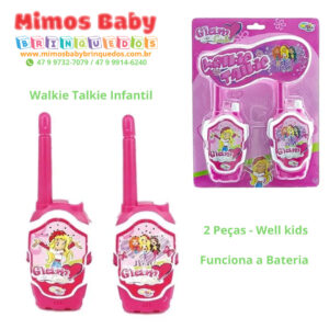 Walkie Talkie Infantil Glam Girls - 2 Peças - Wellkids - Funciona a Bateria  ( Não Inclusa )