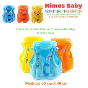 Colete Salva Vida Piscina Crianças Até 30kg Infantil Bóia