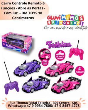 Carro Controle Remoto 6 Funções - Abre as Portas - Com luz  - DM TOYS 18 Centimetros