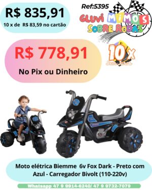 Moto Elétrica Biemme  6V Fox Dark - Preto com azul
