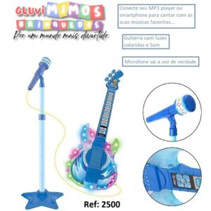 Guitarra com microfone pedestal Rock Show - Azul