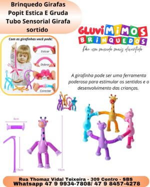 Brinquedo Girafas Popit Estica E Gruda Tubo Sensorial Girafa sortido