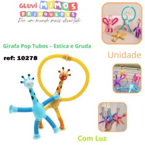 Girafa Pop Tubos – Estica e Gruda - Unidade / Com Luz