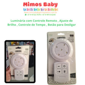Luminária com Controle Remoto , Ajuste de Brilho , Controle de Tempo , Botão para Desligar