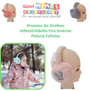 Protetor De Orelhas Infantil/Adulto Frio Inverno Pelúcia Fofinha