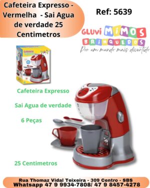 Cafeteira Expresso - Vermelha  - Sai Agua de verdade 25 Centimetros
