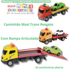 Caminhão Maxi Trans Resgate - Com Rampa Articulada - 34 centímetros aberta