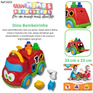 Caminhão de Brinquedo Baby Land - Dino Bombeirinho Cardoso Toys 33 cm x 23 cm
