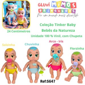 Coleção Tinker Baby  - Unidade - 100 % Vinil com Chupeta Bebês da Natureza