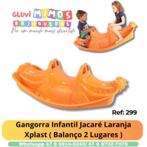 Gangorra Infantil Jacaré Laranja - Xplast ( Balanço 2 Lugares )