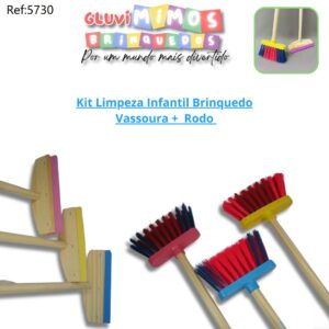 Kit Limpeza Infantil Brinquedo Vassoura +  Rodo