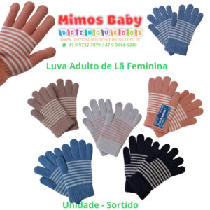 Luva Adulto de Lã Feminina - Unidade - Sortido