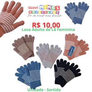 Luva Adulto de Lã Feminina - Unidade - Sortido