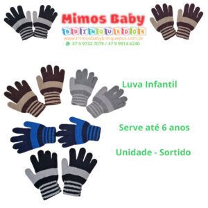 Luva Infantil - Serve até 6 anos - Unidade - Sortido
