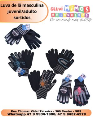 Luva Adulto de Lã Masculina - Juvenil - Adulto - Unidade - Sortido