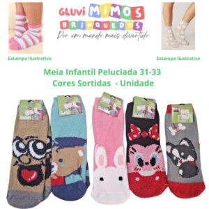 Meia Infantil Peluciada 31-33 - Cores Sortidas  - Unidade