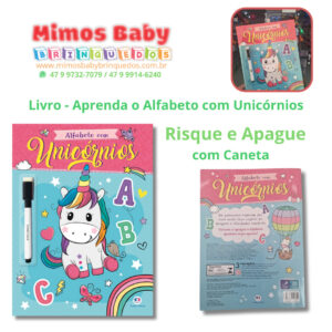 Livro - Aprenda o Alfabeto com Unicórnios -com Caneta - Risque e Apague