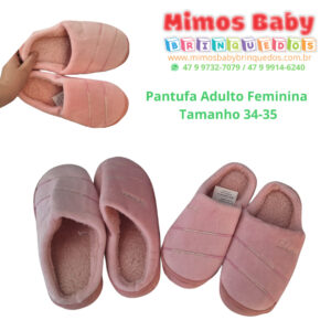 Pantufa Adulto Femenina - Tamanho 34-35  Unidade - Cores Sortidas