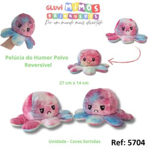 Pelúcia do Humor Polvo -  Reversível  - Unidade - Cores Sortidas - 27 cm x 14 cm