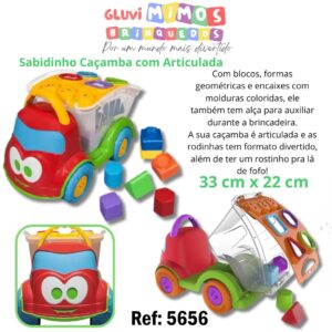 Caminhão Didática Sabidinho Caçamba com Articulada e  Com Peças De Encaixar -  33 cm x 22 cm