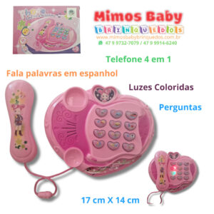 Telefone 4 em 1 Fala palavras em espanhol, Luzes Coloridas , Perguntas