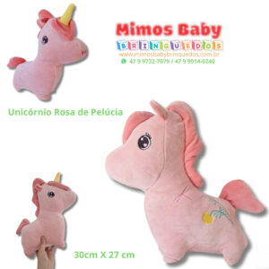 Unicórnio Rosa de Pelúcia - 30cm X 27 cm
