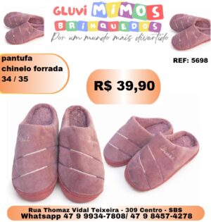 Pantufa Adulto  Tamanho 35-36  Unidade - Cores Sortidas