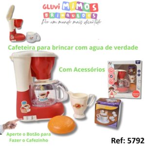 Cafeteira para brincar com agua de verdade - Aperte o Botão para Fazer o Cafezinho