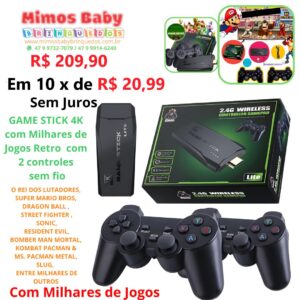 GAME STICK 4K com Milhares de Jogos Retro  com 2 controles  sem fio