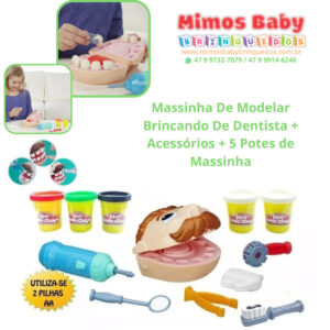 Massinha De Modelar Brincando De Dentista + Acessórios + 5 Potes de Massinha