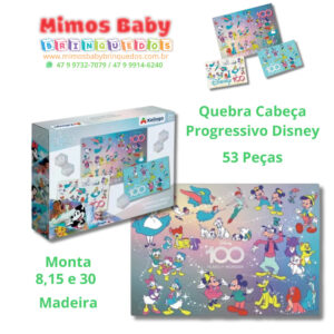 Quebra Cabeça Progressivo Disney  53 Peças , Monta, 8,15 e 30, Madeira