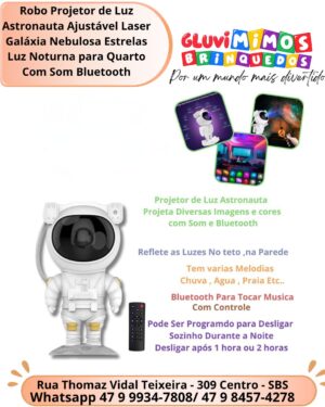 Robo Projetor de Luz Astronauta Ajustável Laser Galáxia Nebulosa Estrelas Luz Noturna para Quarto Com Som Bluetooth