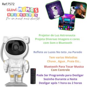 Robo Projetor de Luz Astronauta Ajustável Laser Galáxia Nebulosa Estrelas Luz Noturna para Quarto Com Som Bluetooth