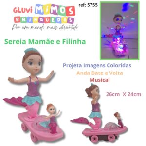 Sereia Mamãe e Filinha, Anda Bate e Volta, Musical - 26cm  X 24cm