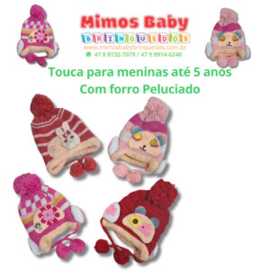 Touca para meninas até 5 anos – Com forro Peluciado - Sortido