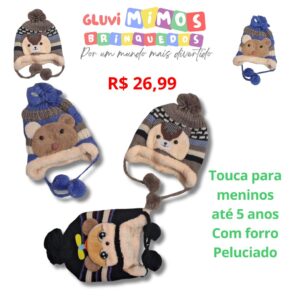 Touca para meninos até 5 anos  Com forro Peluciado