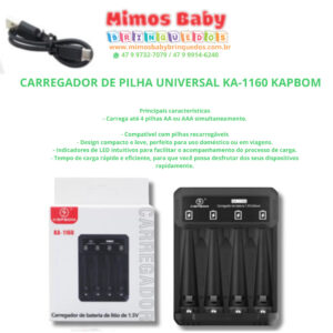 CARREGADOR DE PILHA UNIVERSAL KA-1160 KAPBOM