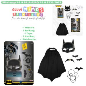 Kit Acessórios Batman Aventura Dc Comics com Capa e Máscara