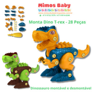 Monta Dino T-rex - 28 Peças Dinossauro montável e desmontável