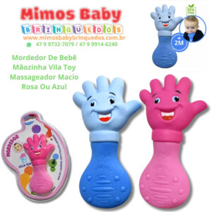 Mordedor De Bebê Mãozinha Vila Toy Massageador Macio - Rosa Ou Azul