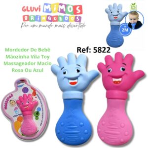 Mordedor De Bebê Mãozinha Vila Toy Massageador Macio - Rosa Ou Azul